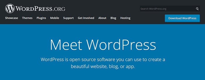 The home page of the WordPress website.
